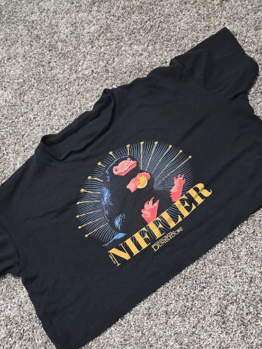 Niffler from Fantastic Beasts Black Cropped Tee Harry Potter